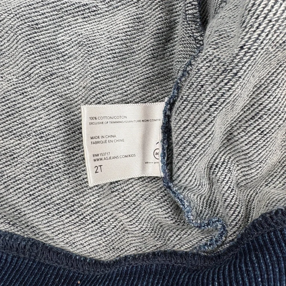 Adriano Goldschmied Toddler 2T Blue Denim Look Full Zip Jacket Cotton Ribbed Hem